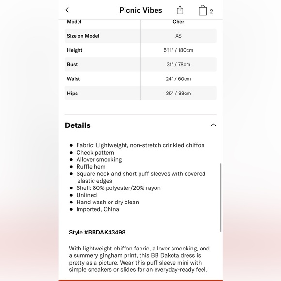 Bb Dakota picnic vibes dress worn once - Picture 6 of 6